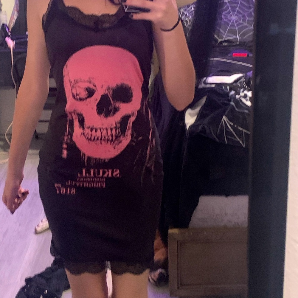 Skull black body con dress